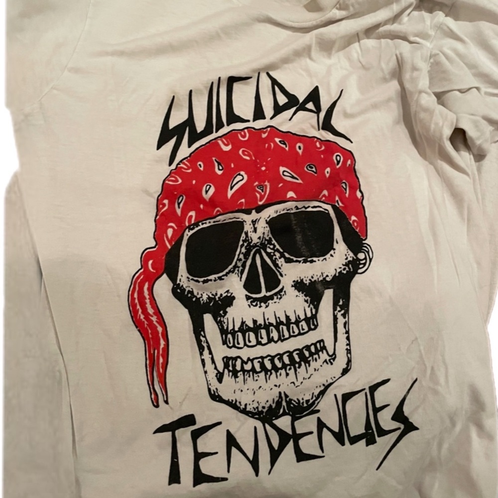 Thin vintage suicidal tendency tee shirt skull bandana